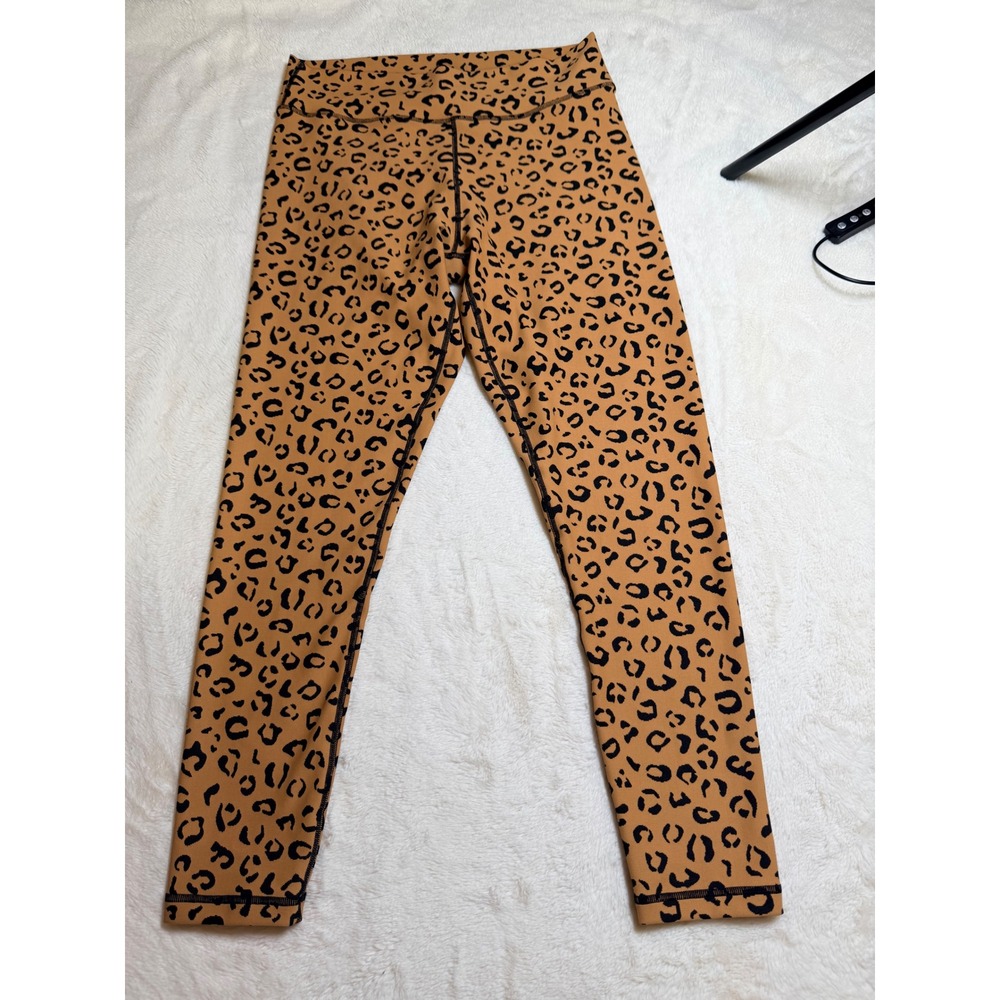 The Upside Leopard Print Leggings Tan Black Animal High Rise Activewear Large